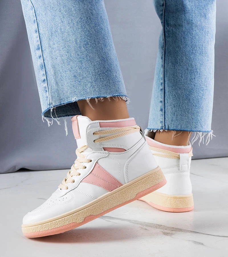 Różowe sneakersy za kostkę Robin