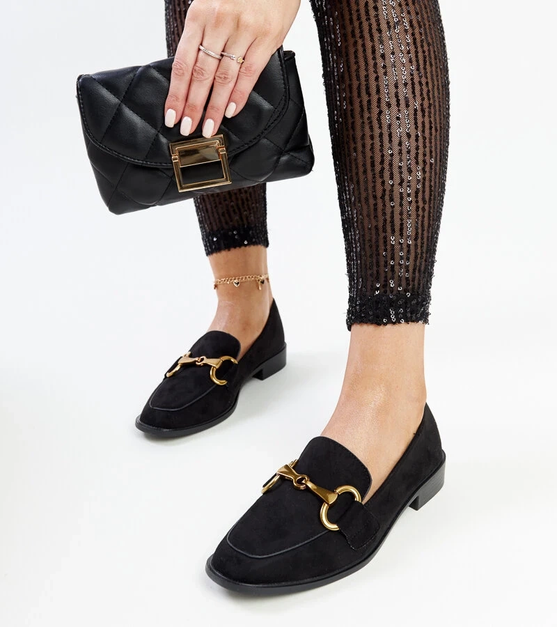 Czarne mokasyny z klamerką Gibarti