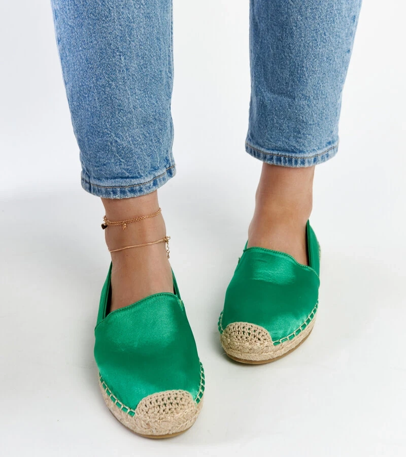 Zielone espadryle z połyskiem na platformie Caithlin