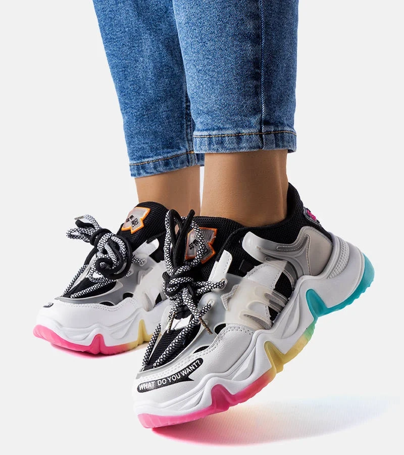 Czarne sneakersy z łączonych materiałów Grondin