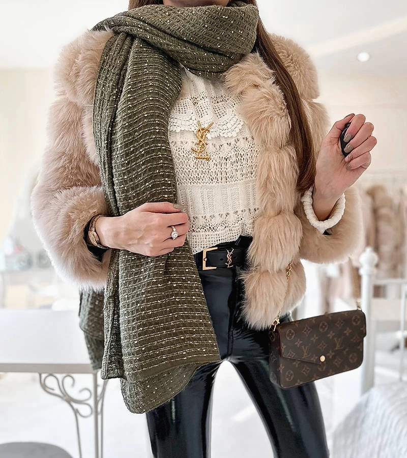 Zielony szal w kropki Khalil