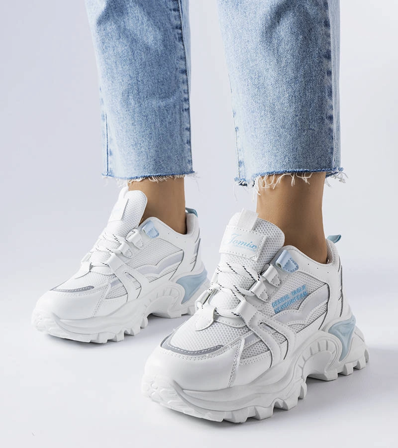 Niebieskie sneakersy z neonowymi wstawkami Opal