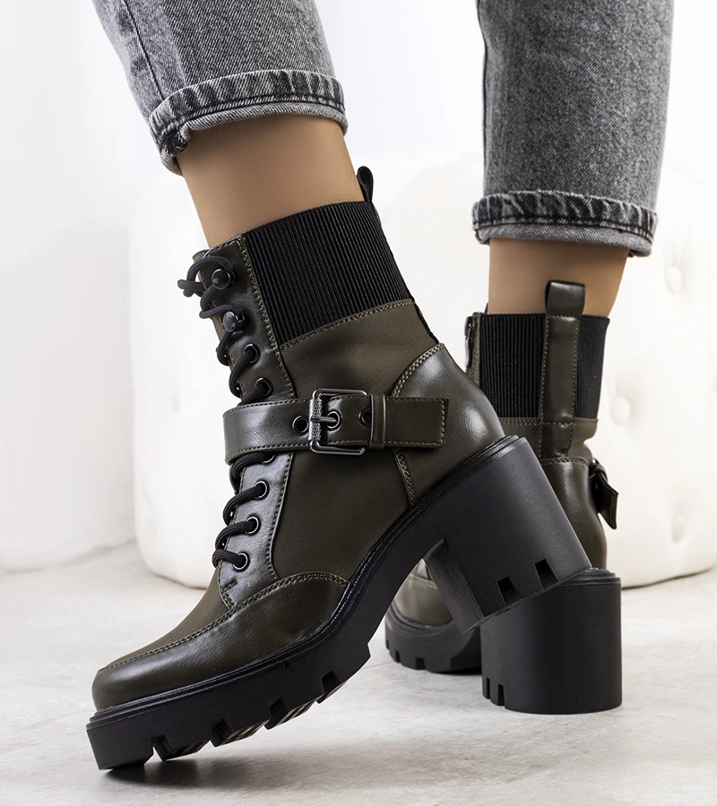 Zielone traperki na obcasie Messina