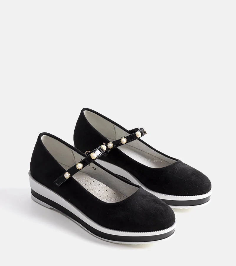 Czarne baleriny dziecięce Renate