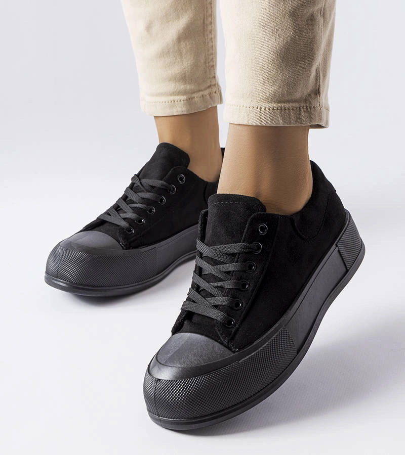 Czarne trampki na platformie Agathe