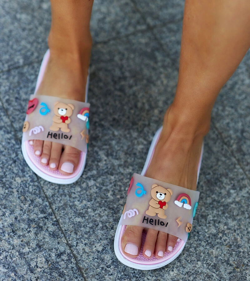 Różowe klapki z gumową cholewką Diaspa