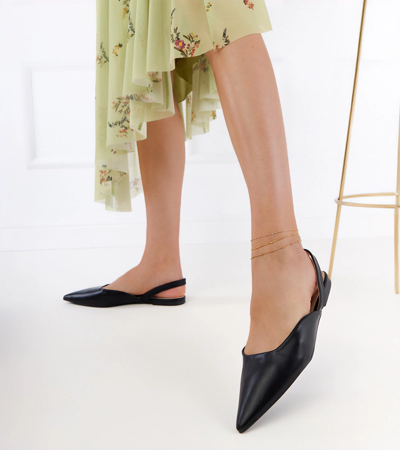 Czarne czółenka na płaskim obcasie Keliya