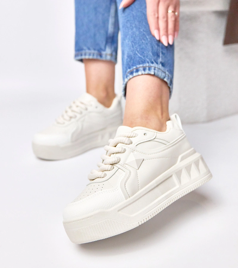 Beżowe sneakersy na platformie Alessandra