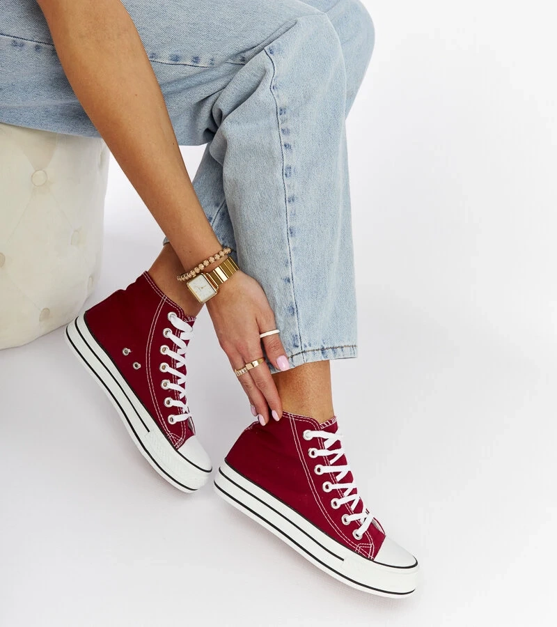 Bordowe trampki za kostkę Puglia