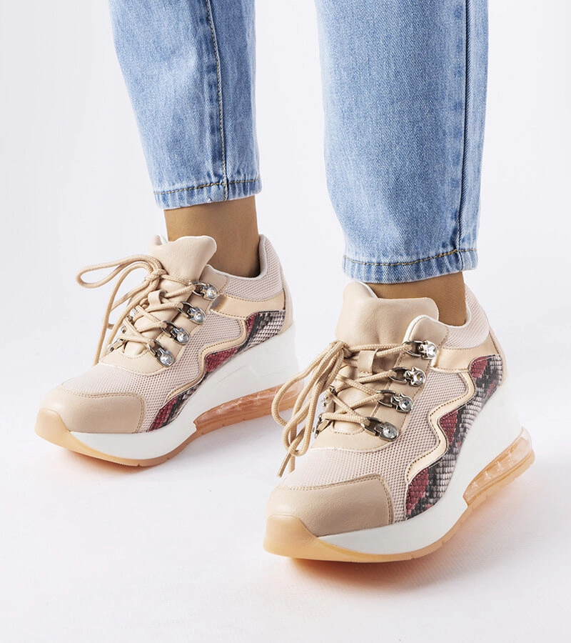 Różowe sneakersy na koturnie Dajdli