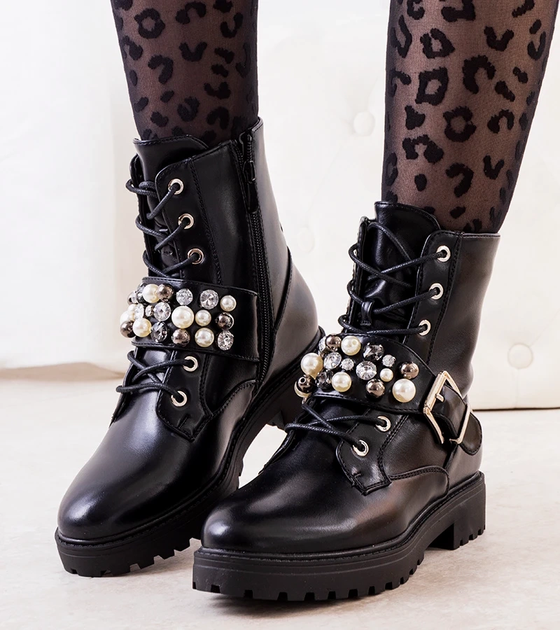 Czarne traperki Ardore