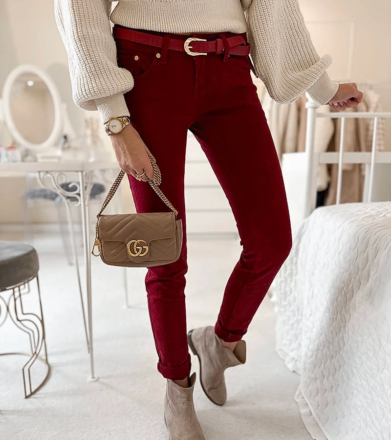 Bordowe spodnie materiałowe Chevrette