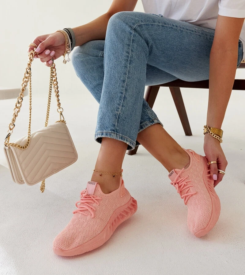 Różowe materiałowe sneakersy Mira