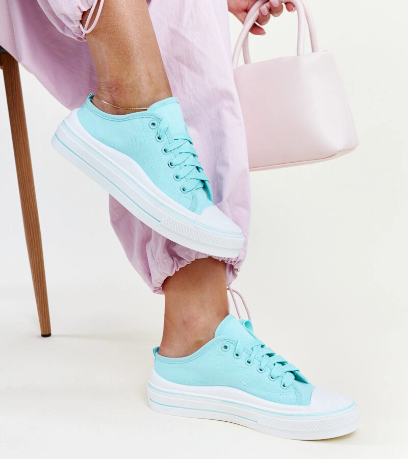 Miętowe trampki na platformie Fiori