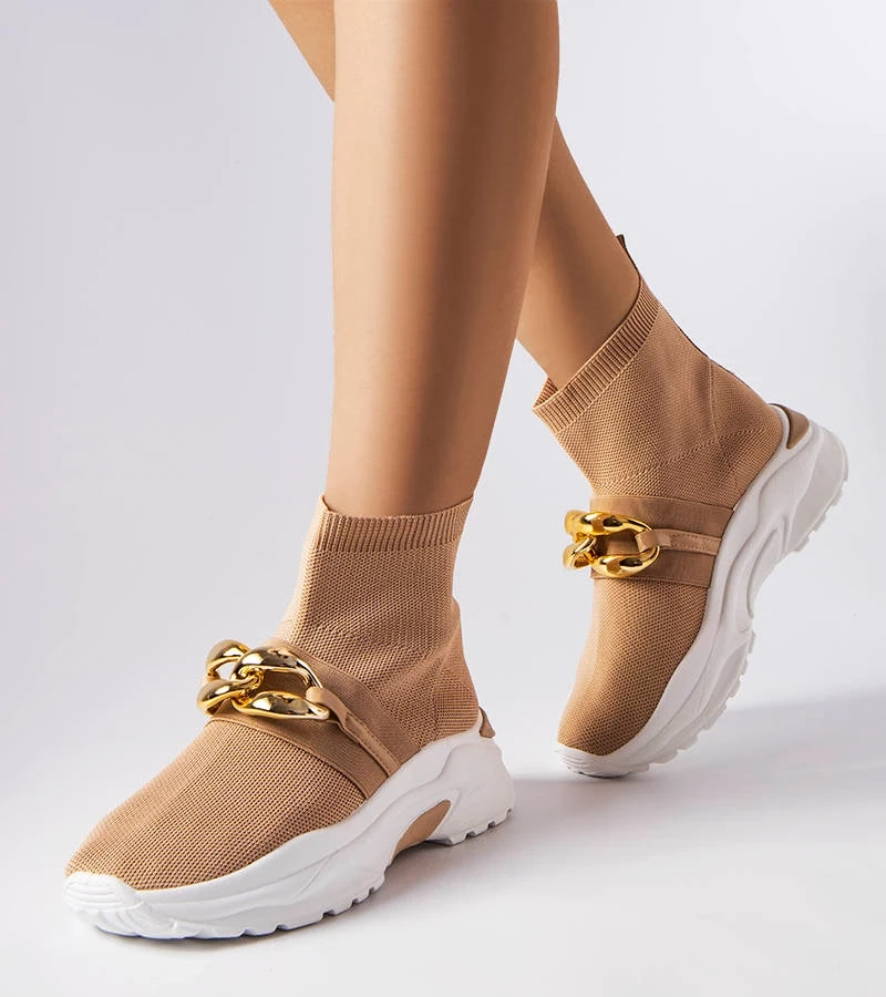 Brązowe sneakersy z łańcuchem Baptiste