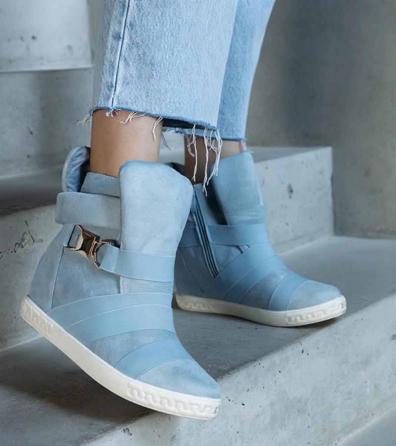 Niebieskie sneakersy na koturnie Rangel