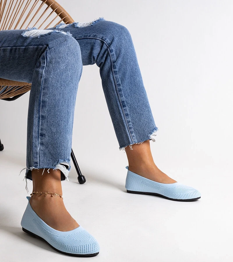 Niebieskie baleriny materiałowe Yafia