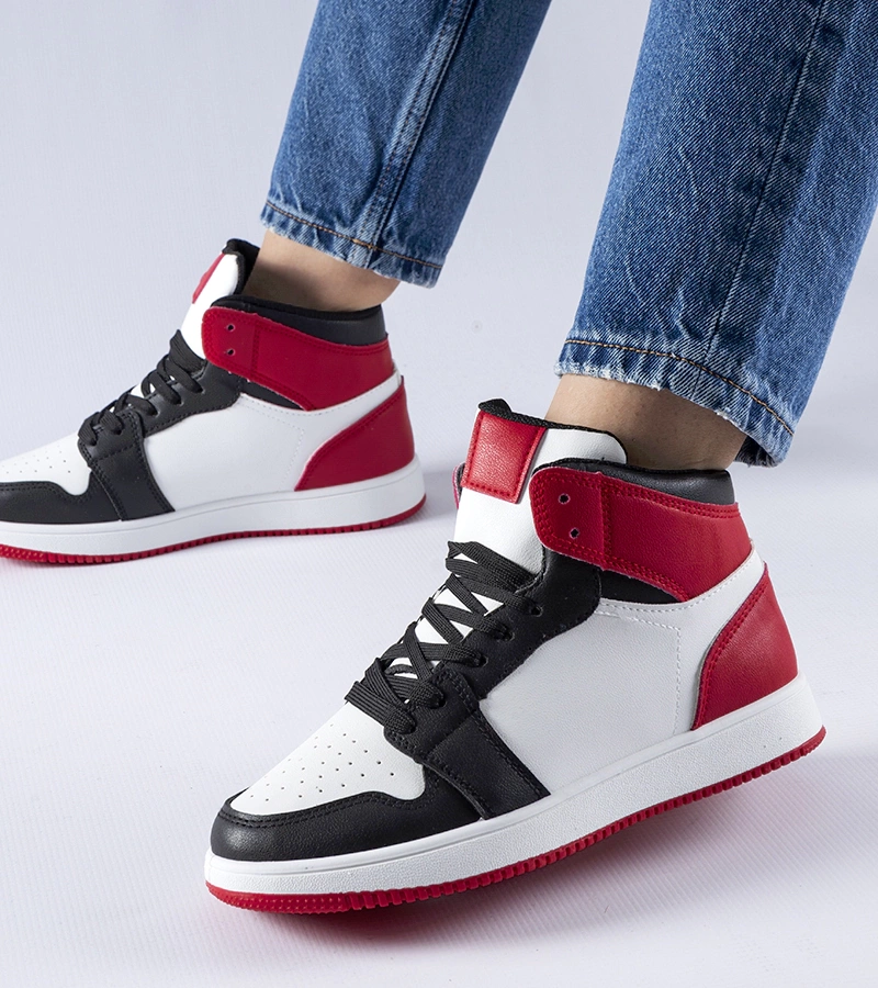 Czarno-czerwone sneakersy za kostkę Eulalie