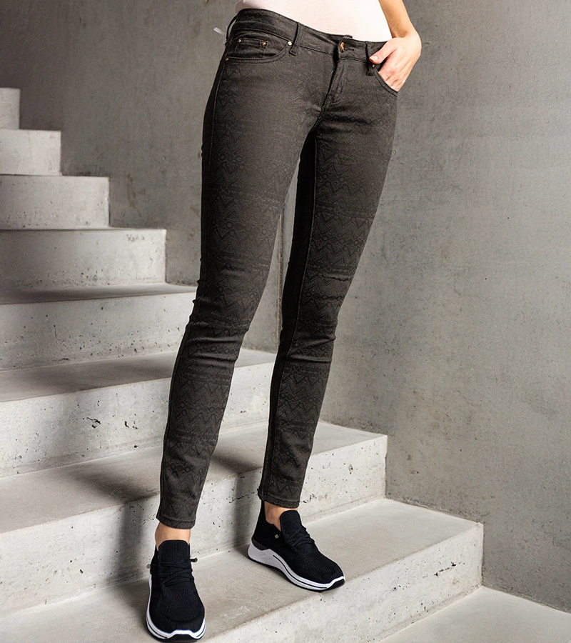 Grafitowe materiałowe spodnie z paskiem Sylvain