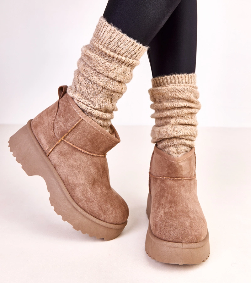 Ciemnobeżowe niskie śniegowce z ekozamszu Joshua