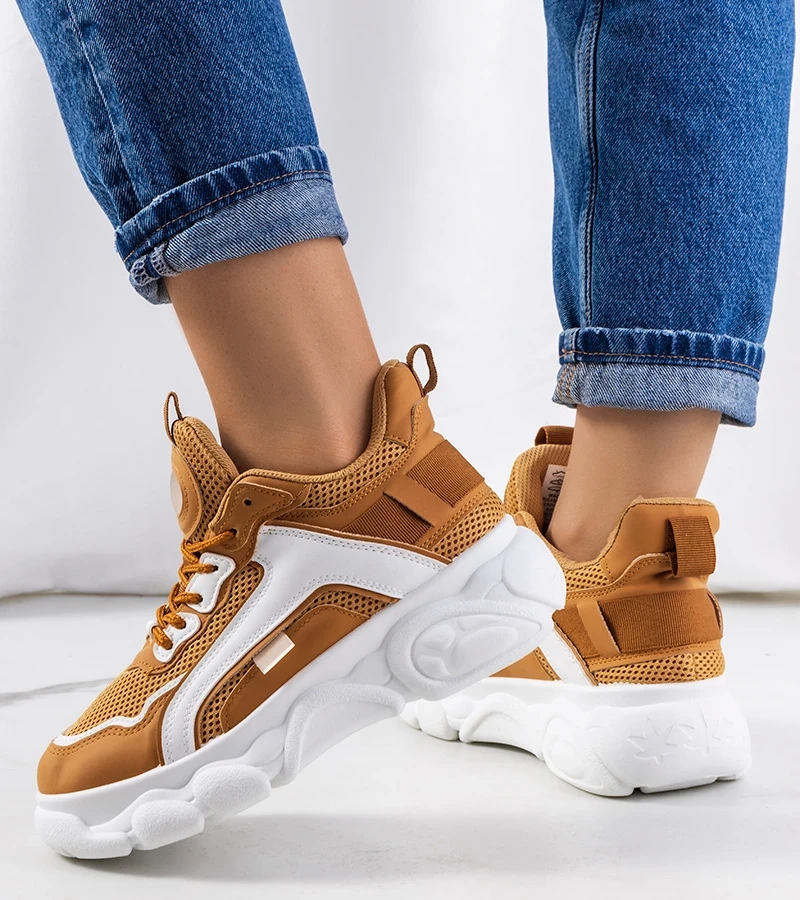 Brązowe sneakersy damskie Bonina