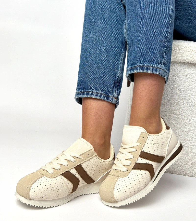 Beżowo-Brązowe sneakersy sportowe Camille