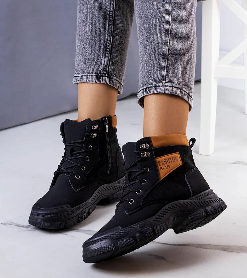 Czarne ocieplane botki Fordla