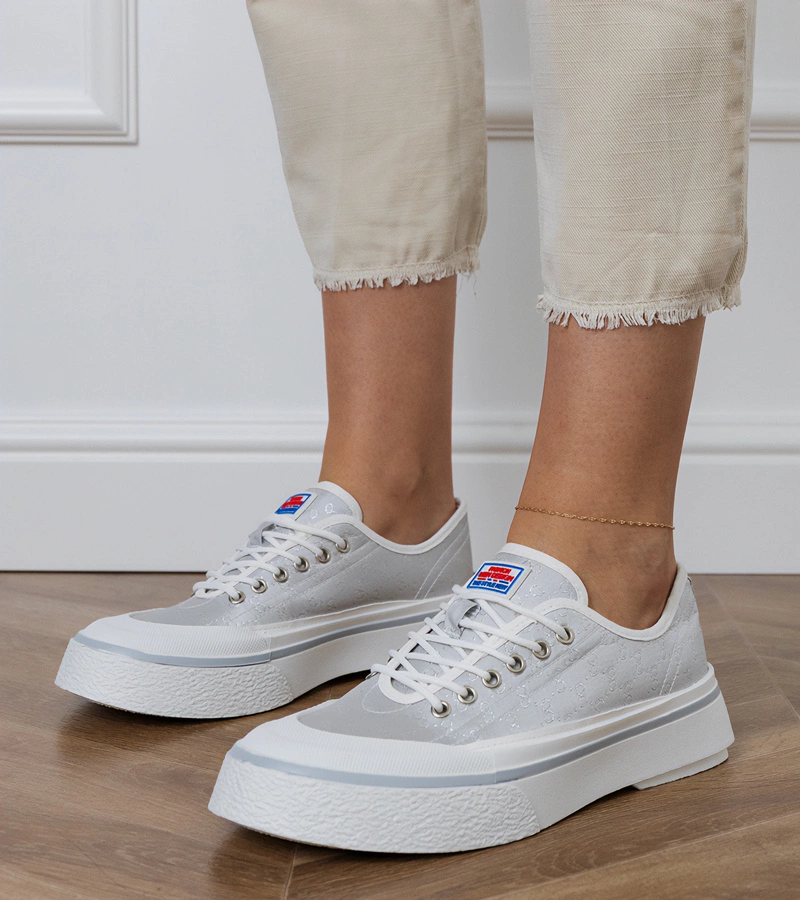 Szare trampki damskie na platformie Greta