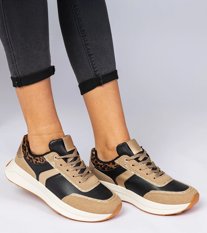 Czarne sneakersy damskie z brokatem Markuta