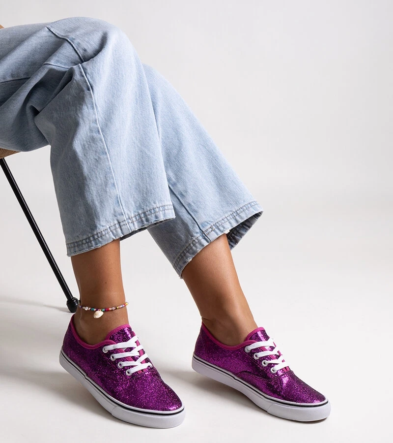 Różowe błyszczące tenisówki Merri