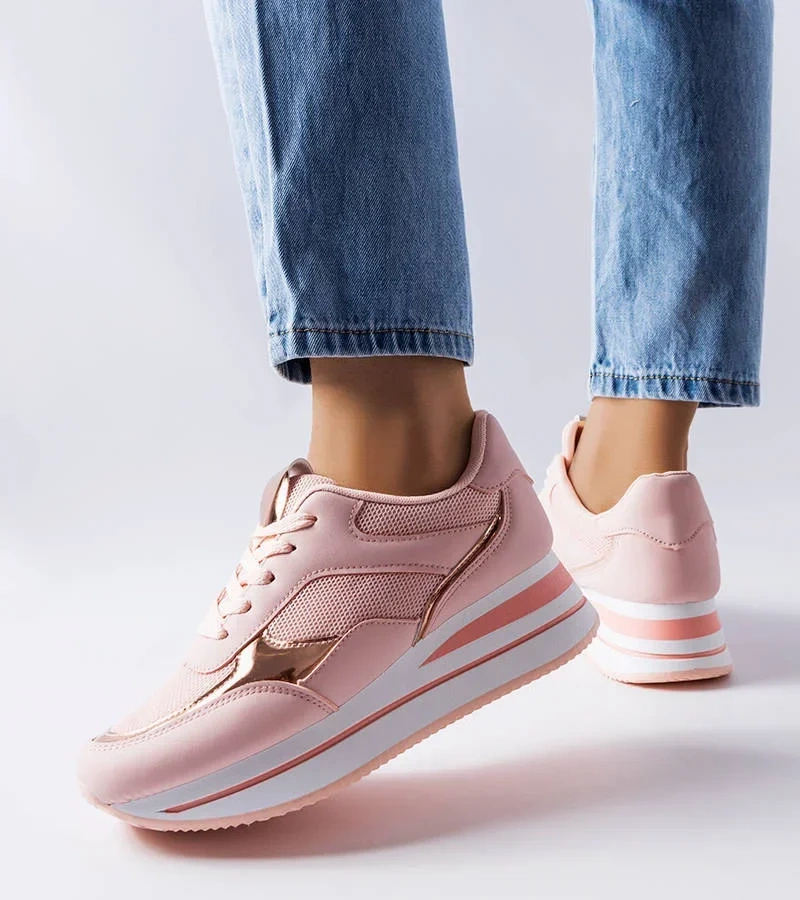Różowe sneakersy na grubej podeszwie Ethel