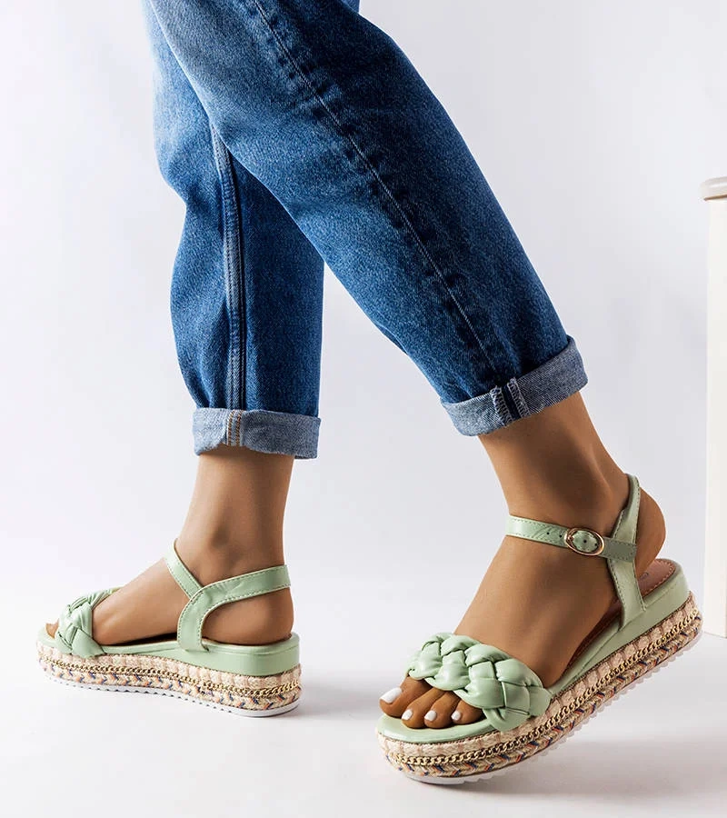 Zielone sandały na platformie Katrin