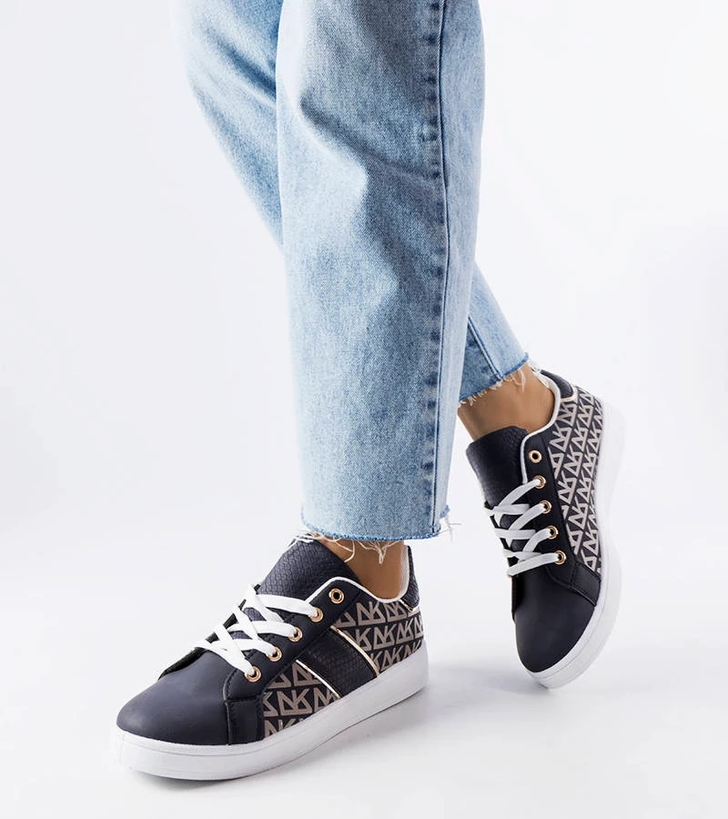 Granatowe sneakersy zdobione monogramem Bolduc