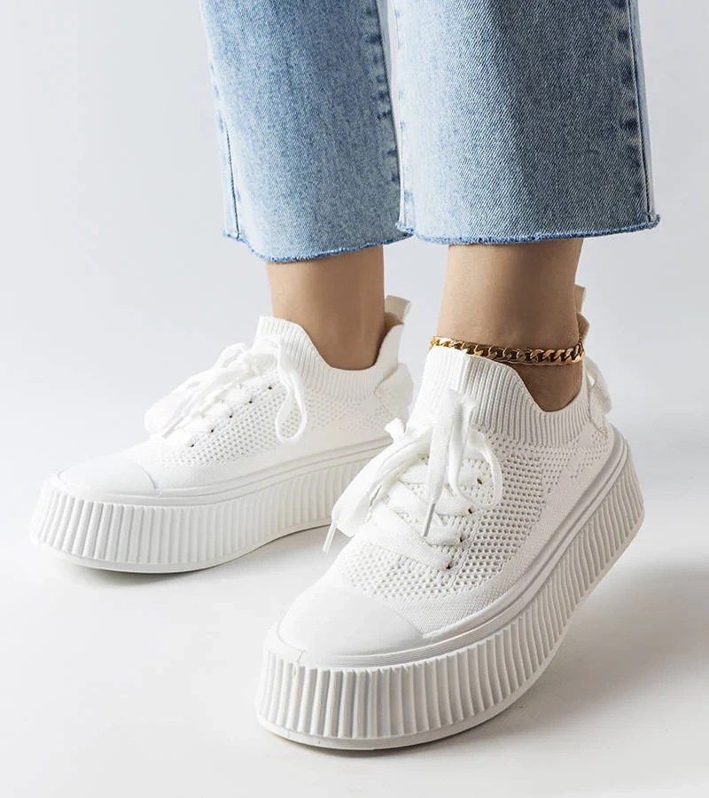 Białe trampki z elastyczną cholewką Jardine