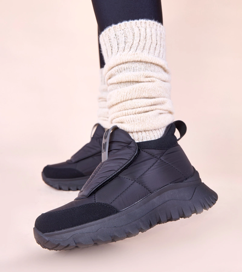 Czarne śniegowce damskie zapinane na rzep Penny