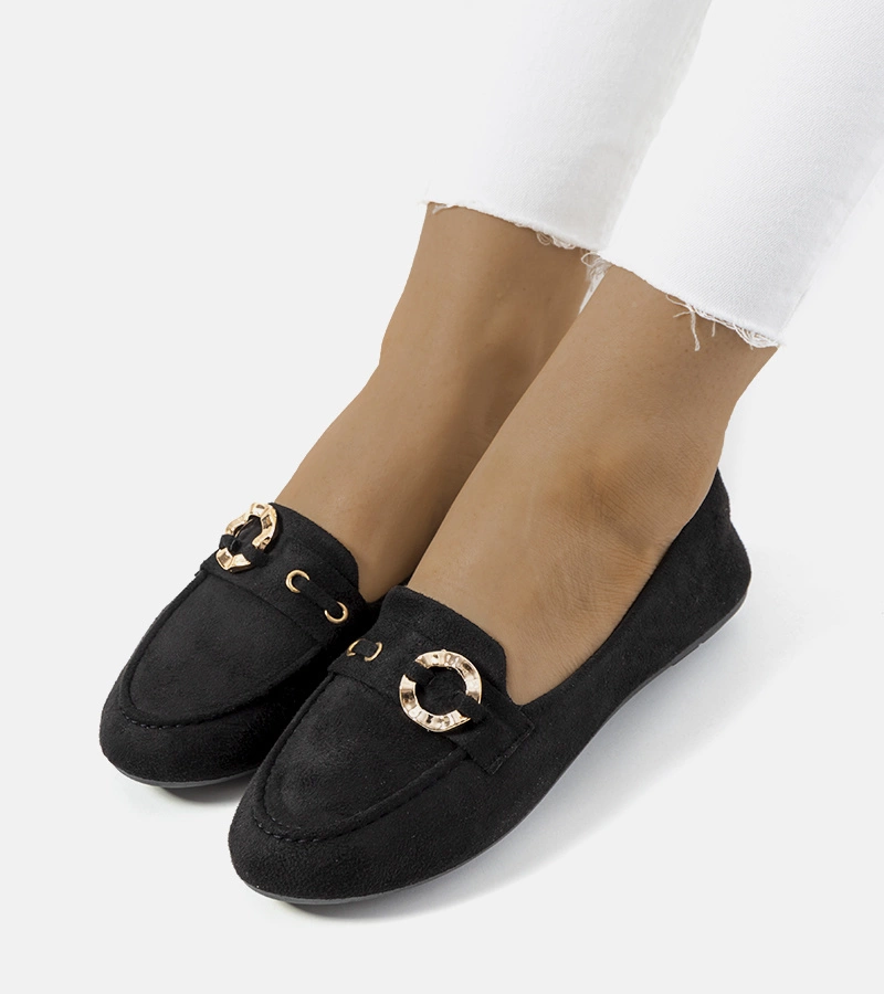 Czarne mokasyny damskie Leila