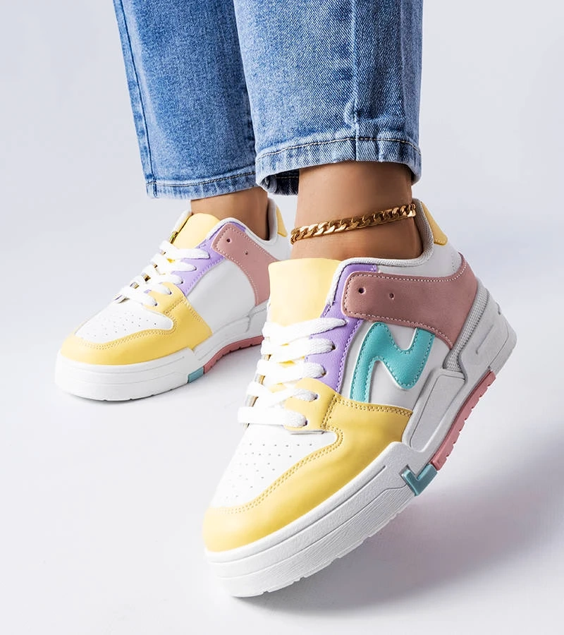 Różowo-żółte buty na grubszej podeszwie Harter