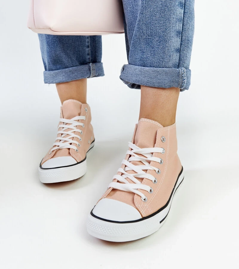 Jasnoróżowe wysokie trampki Eliska