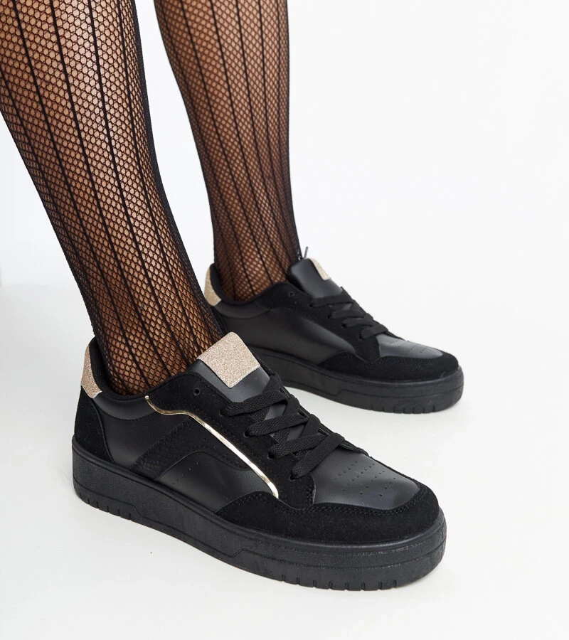 Czarny sneakersy na platformie Walda