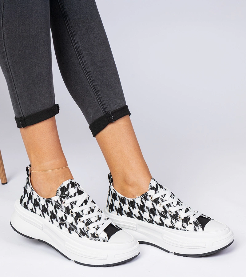 Biało-czarne damskie trampki materiałowe Katerin