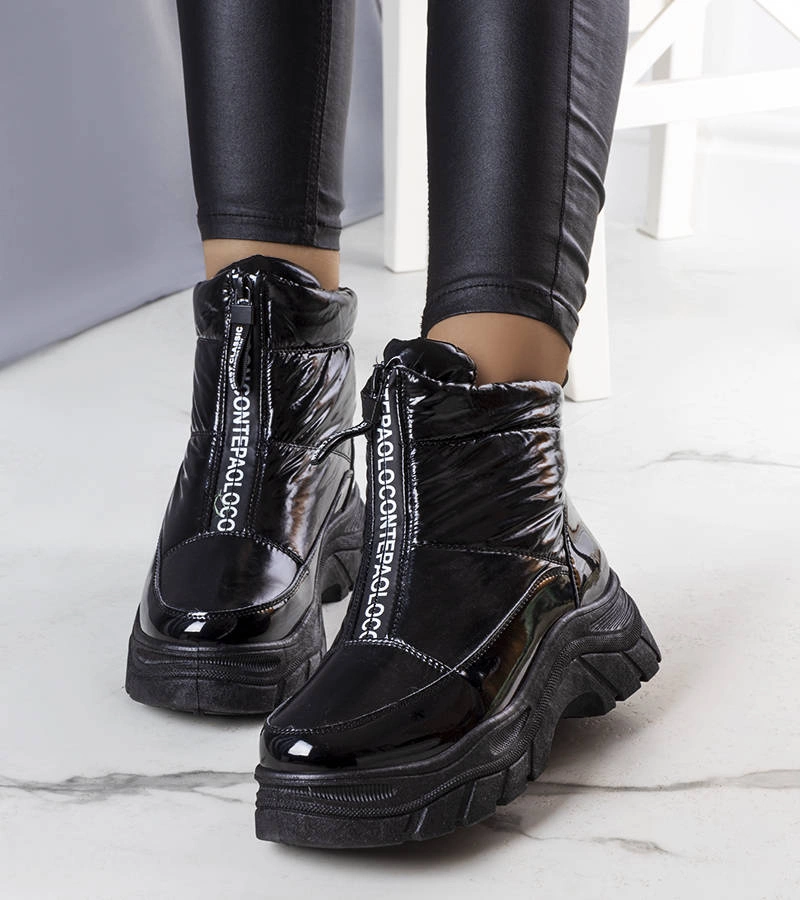 Czarne lakierowane śniegowce Leonel