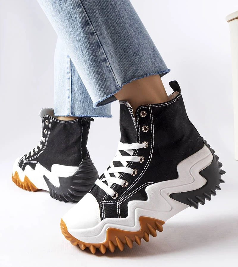 Czarne trampki na grubej podeszwie Toro