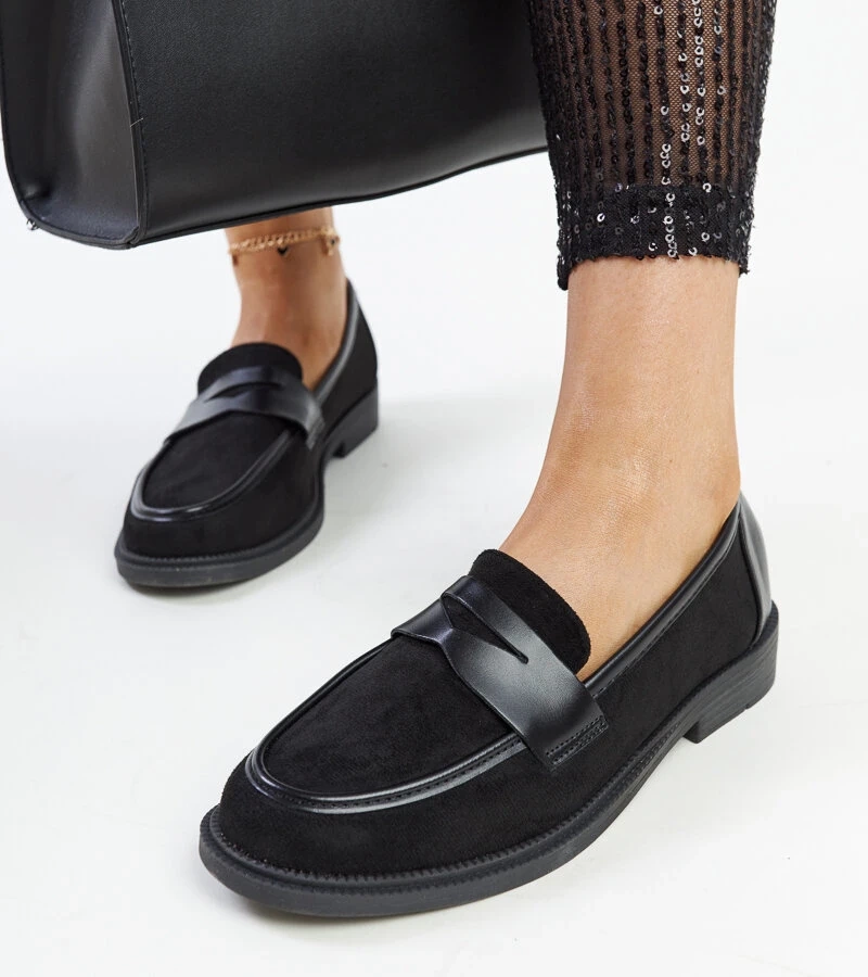Czarne zamszowe mokasyny Floretta