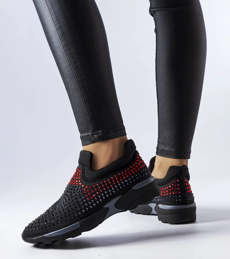 Czarne sneakersy zdobione cyrkoniami Berger
