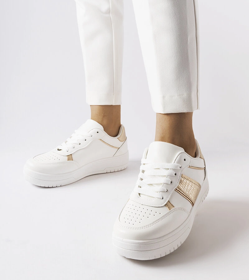 Biało-złote sportowe sneakersy Parma