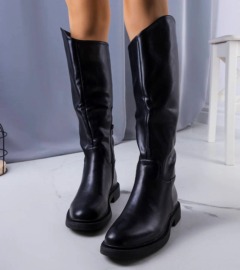 Czarne ocieplane kozaki Prinio