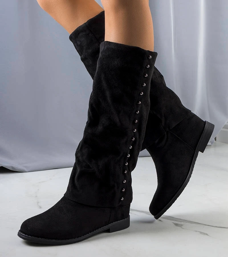 Czarne kozaki na koturnie Balbin