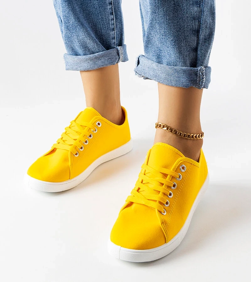 Żółte materiałowe tenisówki Sutri