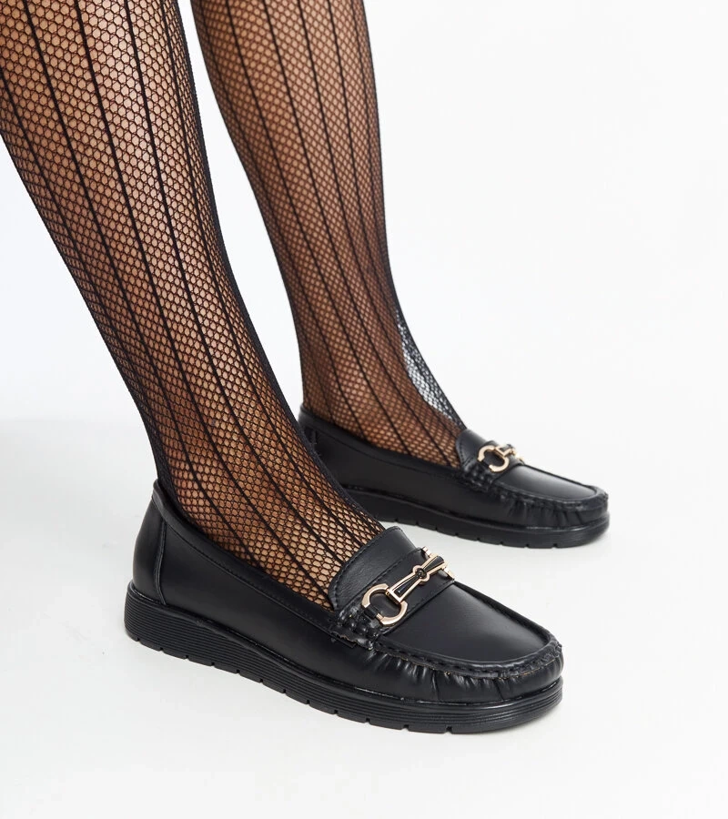 Czarne mokasyny z klamerką Anisah