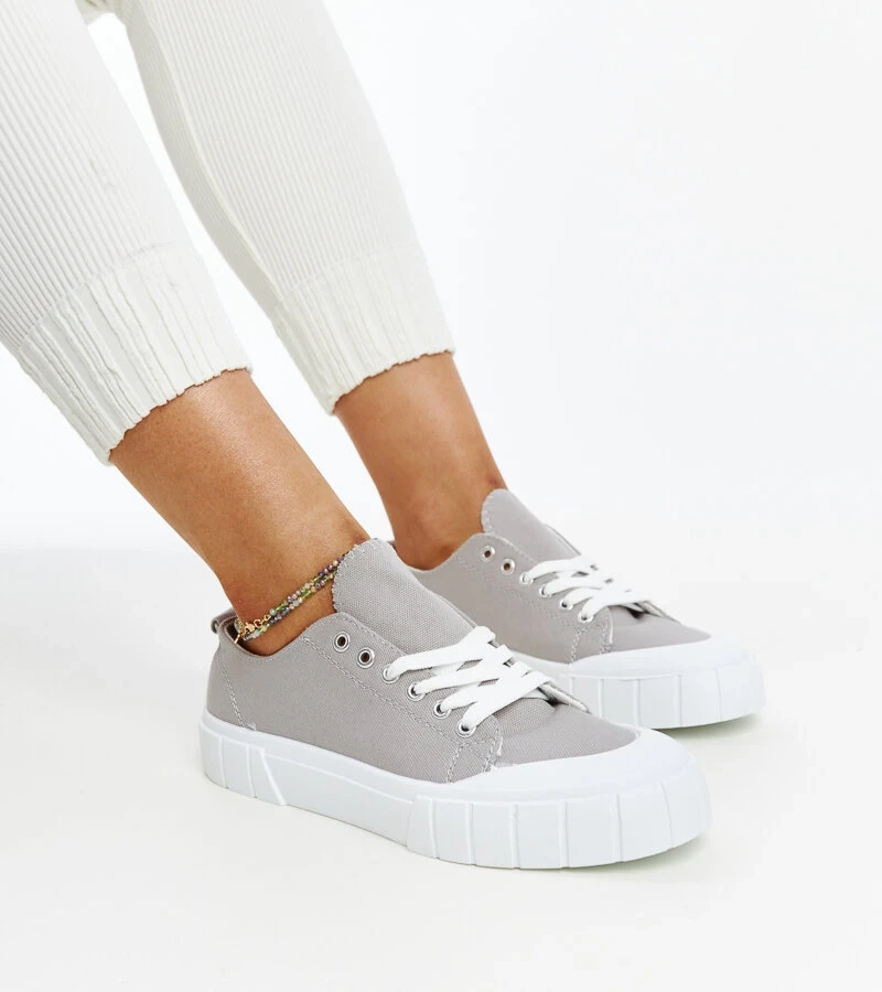 Szare materiałowe trampki Eduarda